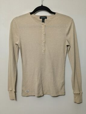 Lauren Ralph Lauren Beige Thermal Henley Top